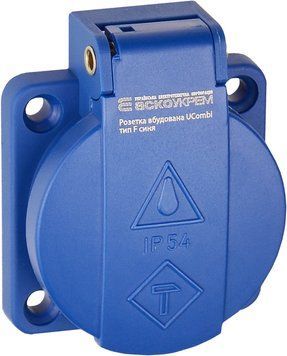 Розетка встраиваемая тип F UCombi 3P 16A IP54 синяя A0080010166 фото